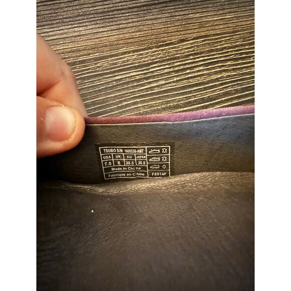 Tsubo Gylda Ankle Strap Amethyst Purple Suede & Navy Blue Leather Flats Sz. 7.5 - Picture 4 of 6